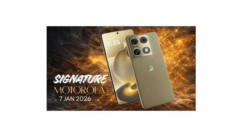 Motorola Signature flagship smartphone featuring 165Hz AMOLED display and Snapdragon 8 Gen 5 processor