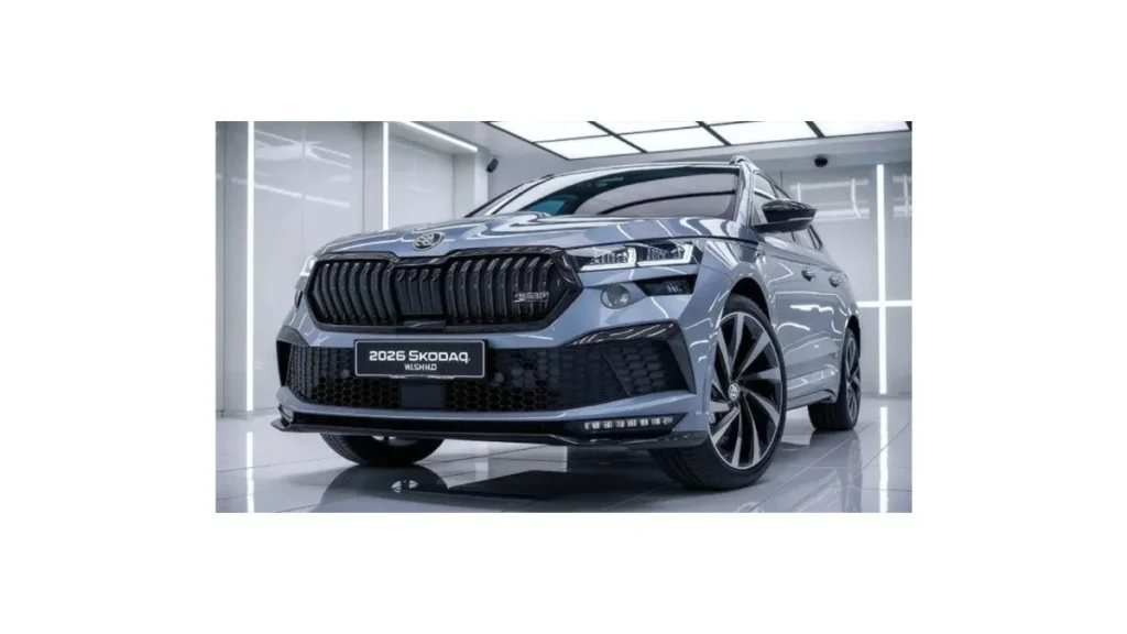 Skoda Kushaq Facelift 2026 teaser showing updated SUV silhouette ahead of India launch