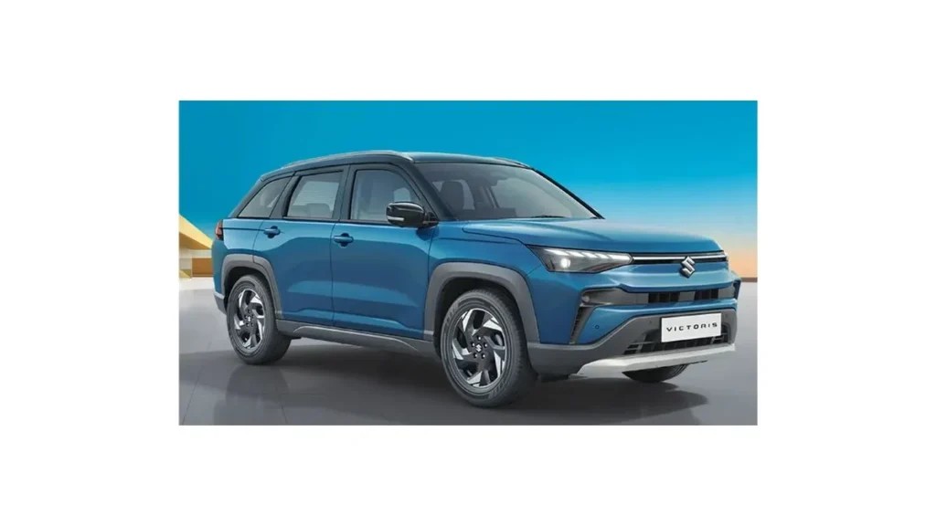 Maruti Suzuki Victoris Hybrid 2026 exterior with hybrid badge and safety icons