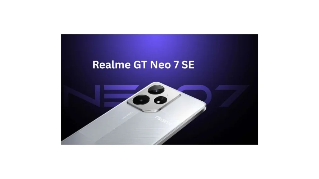 Realme GT Neo 7 SE 2026 showing display, camera, and battery features