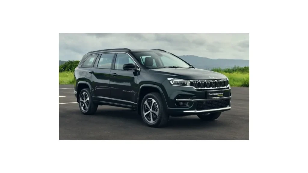 Jeep Meridian 2026 premium 7 seater SUV India with bold grille, LED headlights and powerful 4x4 stance